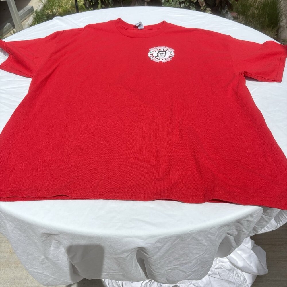 Gildan DryBlend Adult 2XL Red Short Sleeve One Guy Pizza‎ Graphic Tee Crew Neck